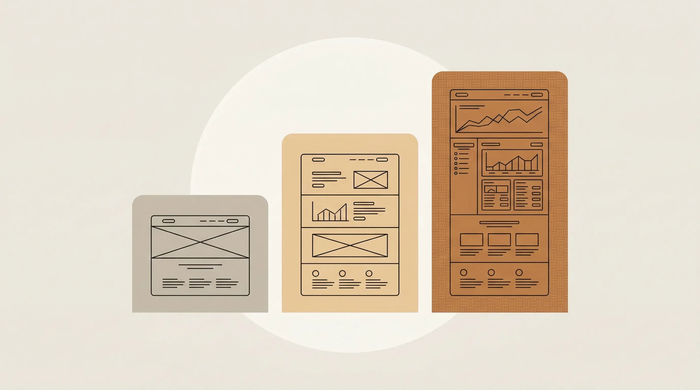 Website layout progression illustration for website pricing in Ghana