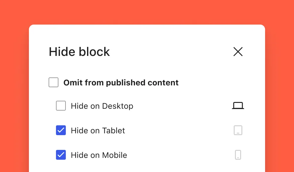 WordPress 7.0 responsive block visibility settings